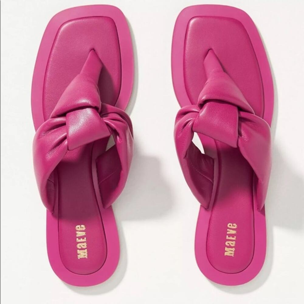 Anthropologie Maeve Puffy Knotted Fuchsia Leather Sandals Women’s 9 NEW